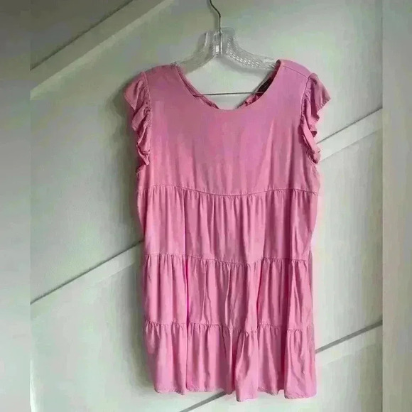 Shinestar Ruffle Mini Pink Short Babydoll Dress size L - Picture 4 of 9